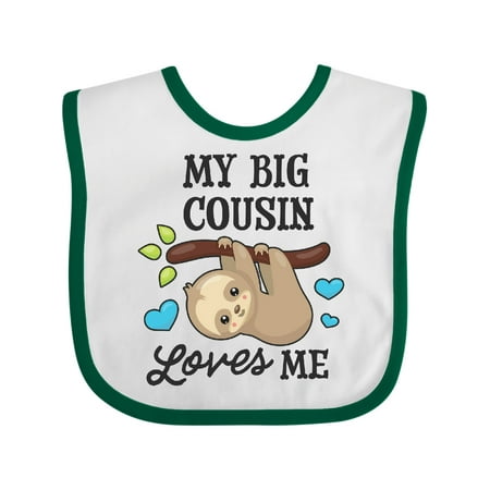 

Inktastic My Big Cousin Loves Me with Sloth and Hearts Gift Baby Boy or Baby Girl Bib