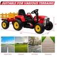 thumbnail image 6 of 12V Kids Battery Powered Electric Tractor with Trailer, Toddler Ride On Car w/Remote Control/ 7-LED Headlights/ 2+1 Gear Shift/ MP3 Player/USB Port for Kids 3-6 Years (Rose, 36W/ EVA Tire), 6 of 6