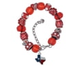 thumbnail image 2 of Delight Jewelry Silvertone Enamel Lone Star Texas Red Paw Print Bead Bracelet, 7"+2", 2 of 4