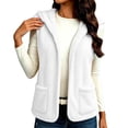 thumbnail image 4 of Perfectbot Women's Fuzzy Hooded Vest Open Front Sleeveless Jacket Fall Winter Layering Outerwear with Pockets, 4 of 7