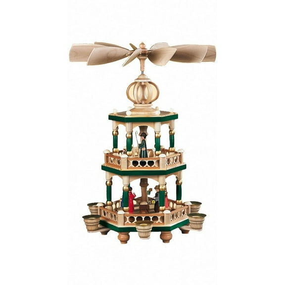 German christmas pyramid Christmas story, 2-tier, height 42 cm / 17 inch, hand-painted, original Erzgebirge by Müller Seiffen