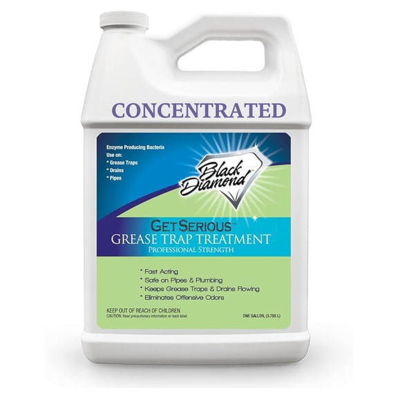 Black Diamond Stoneworks GET SERIOUS Grease Trap Treatment. Commercial Enzyme Drain Opener, Odor Control, Enzyme for Grease Trap Cleaner, and Maintenance. Eliminates Build-Up, Odor, and drain grease.