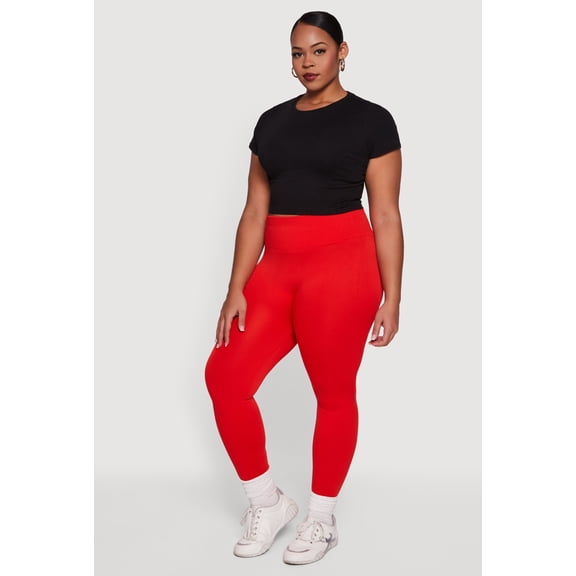 Women's Plus Size Textured High Waisted Fleece Lined Leggings