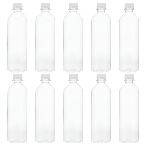 ACDANC Water Bottles 10pcs Clear Glass Water Bottles with Lid for Beverage Water (500ml)(2.36"X2.36"X8.27")