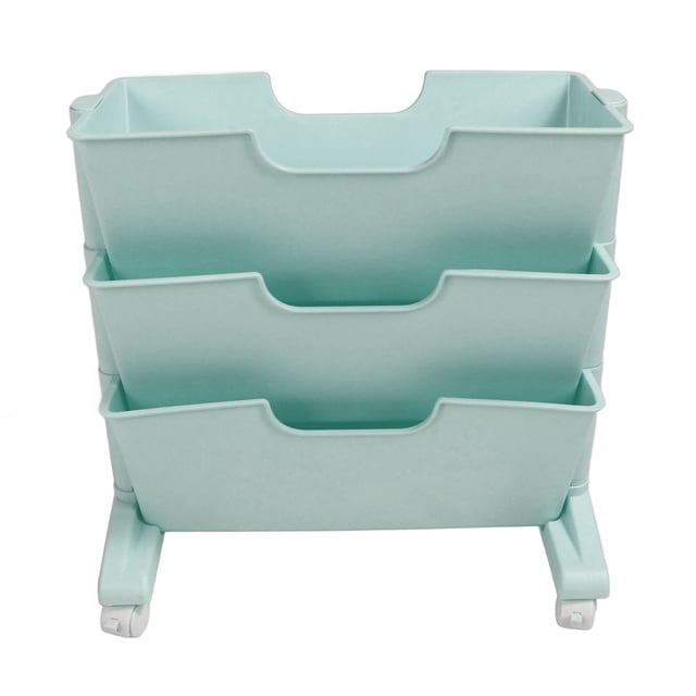 Estantería móvil de 3 niveles estantería extraíble estantería móvil giratoria de plástico para dormitorio azul