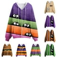 thumbnail image 4 of Quealent Womens Halloween Zip Up Hoodies Cute Fall Oversized Hoodied Graphic Long Sleeve Funny Pullover, Basic Tops With Pockets Khaki for Size M, 4 of 9