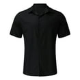 thumbnail image 4 of Mens Casual Button Down Shirts Solid Color Lapel Short Sleeve Loose Tops Daily-Wear, 4 of 5