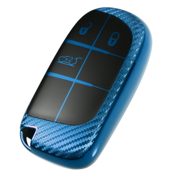 Unique Bargains TPU 3 Button Keyless Entry Remote Cover Fit for Dodge Challenger Carbon Fiber Pattern Blue