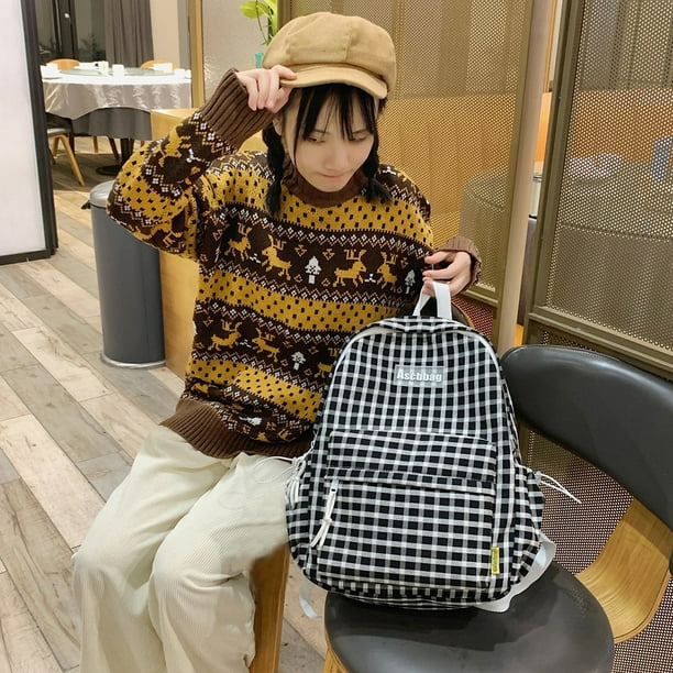 Bolsa Mochila a cuadros de moda mochila escolar para estudiantes universitarios mochilas para portatiles para adolescentes frescas Tmvgtek Para Estrenar Bodega Aurrera en linea