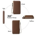 thumbnail image 4 of MINKUROW Womens Wallet RFID Blocking Leather Zip Around Wallet Large Capacity Long Purse Credit Card Clutch Wristlet Coffee, 4 of 7
