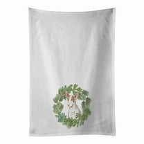 Carolines Treasures CK8886WTKT 28 x 19 in. Unisex Ibizan Hound Puppy Christmas Wreath White Dish Towels Kitchen Towel - Set of 2