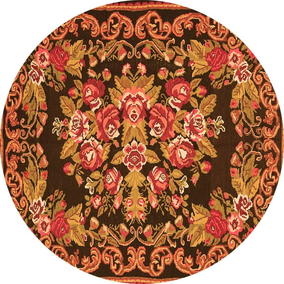Ahgly Company Indoor Round Medallion Orange French Area Rugs, 6' Round