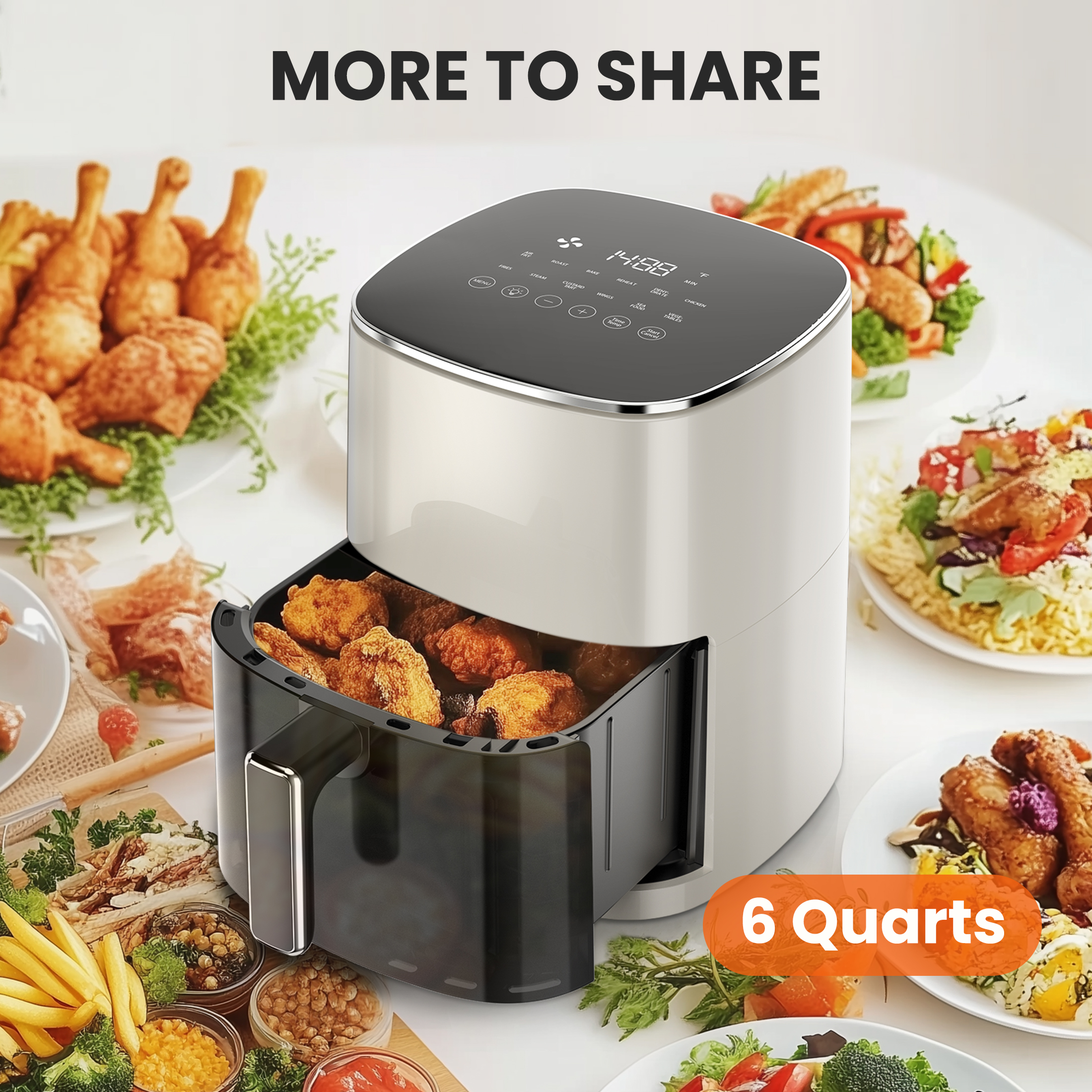 EDX 6-Quart Air Fryer with Digital LED Display, Beige photo 6