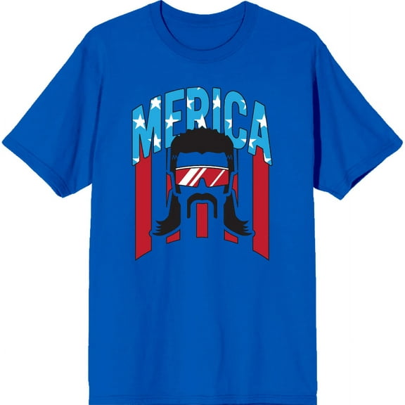 Americana Merica Mustached Man Royal Blue Men's Crew Neck Short Sleeve Tee-XXL