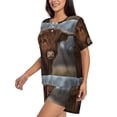 thumbnail image 2 of Bingfone Yak Print Pajamas Sets for Women Soft Short-Sleeved Pjs with Lounge Shorts Two Piece Sleepwear, 2 of 8