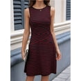 thumbnail image 6 of Dycnvjo Women'S Casual Dresses 2025 Sleeveless Striped Mini Dress High Waisted A Line Dresses Wine Red L, 6 of 8