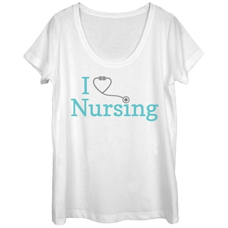 

Women s CHIN UP I Love Nursing Stethoscope Scoop Neck White Small