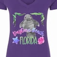 thumbnail image 4 of Inktastic Daytona Beach Florida Cute Swimming Manatee Women's V-Neck T-Shirt, 4 of 5