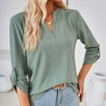 thumbnail image 4 of Ediodpoh Women's V Neck Button Detail 3/4 Sleeve T Shirt for Casual Wear Womens T Shirts Green L, 4 of 7