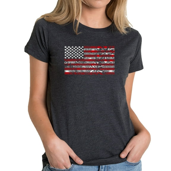 Women's Premium Blend Word Art T-shirt - Fireworks American Flag