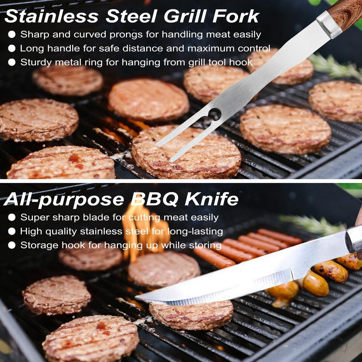 POLIGO 22PCS Stainless Steel Grill Tools - Ideal Barbecue Gift for Men | Outdoor Cooking