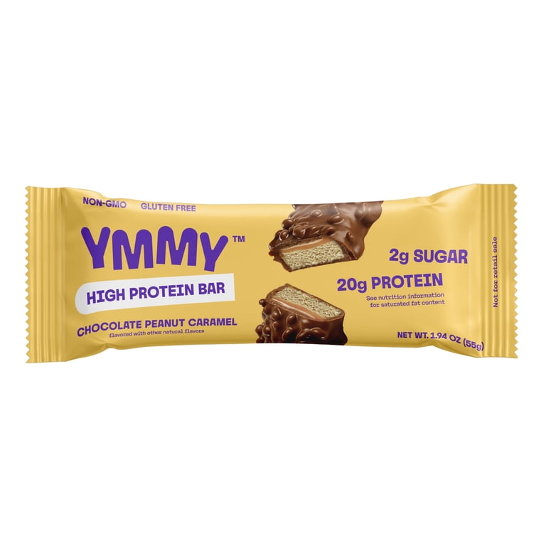 YMMY Chocolate Peanut Caramel High Protein Bar, Gluten-Free, 1.94