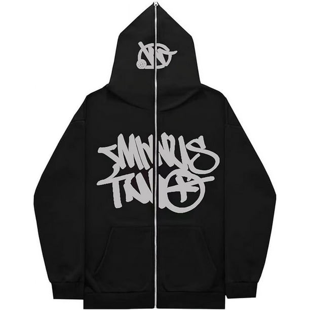 Sudadera con capucha y cremallera Minus-Two para hombre, chaqueta informal estilo hip hop Y2K, sudadera con capucha cargo unisex Minus-Two