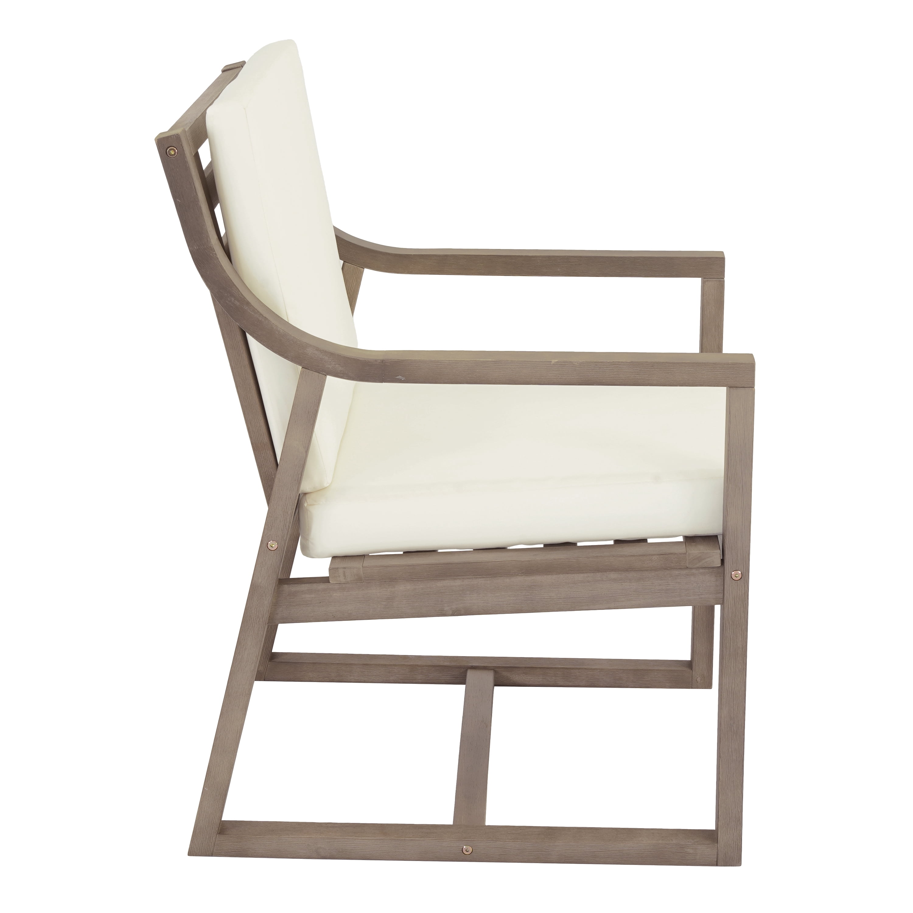 Leisure Chair Set, Outdoor Patio Seating Chairs with Black Brown Wood and Beige Cushion