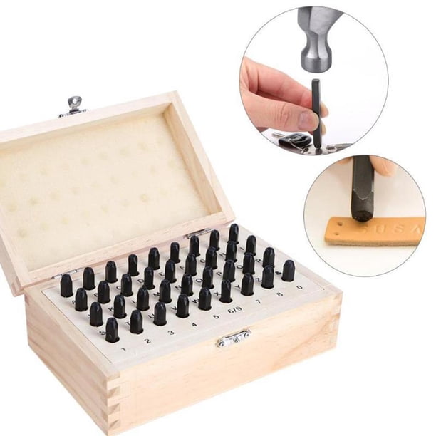 36 Piezas de material cuero para Manualidades, Números, Letras, Perforadora, Sello, de en Cuero, Fabricación de Bricolaje Macarena Punzón de sello de número