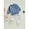 thumbnail image 3 of Cenuakty Baby Boys Pants Set, Long Sleeve Crew Neck Sweatshirt with Sweatpants Fall Outfit, 3 of 9