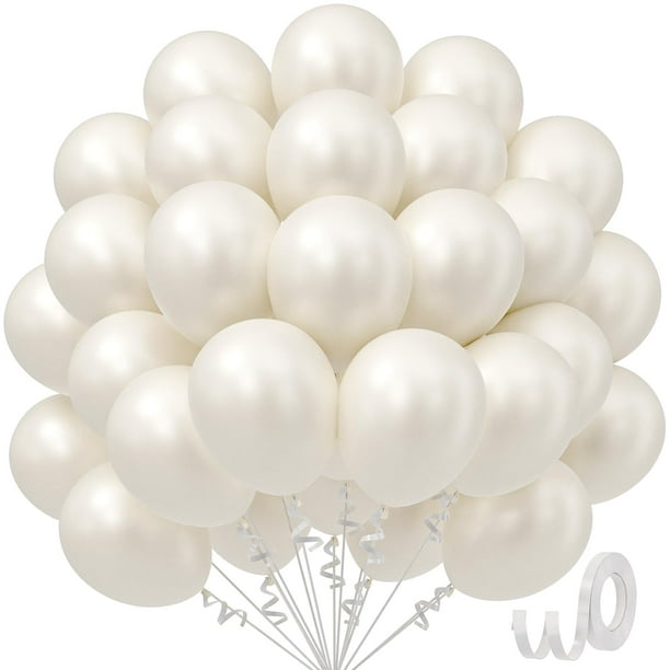 Globos de fiesta awenztech de látex blanco perla, 30 cm, 50 unidades