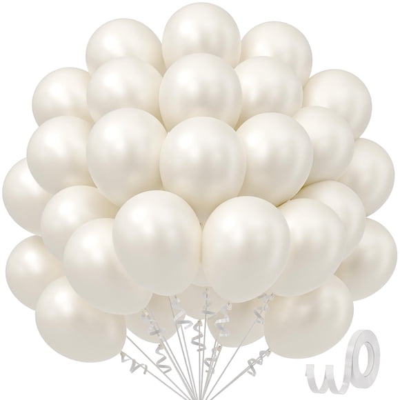Globos de fiesta awenztech de látex blanco perla, 30 cm, 50 unidades