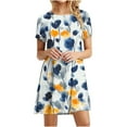 thumbnail image 1 of Vestido de Manga Corta para las Mujeres Casual Impreso Cuello Redondo, Vestido de las Señoras para la Primavera Y el Verano de Uso Diario, 1 of 9
