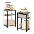 thumbnail image 3 of Furinno JUST Side Table Set of 2, 3-Tier Modern Metal Frame End Table with Open Shelf, Night Stand, Bedside Table, Easy Assembly,for Living Room, Bedroom, Grey Oak, 3 of 3