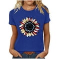 thumbnail image 2 of ZQUUVOU 4Th Of July Shirts Women Button Henley V Neck Short Sleeve Patriotic Tops American Flag Tee Tops Blue (L), 2 of 3