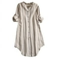 thumbnail image 1 of XZNGL Plus Size Top Women Button Up Pullover Cotton Striped Top Plus Size Tunic Blouse Button Up Shirt, 1 of 9