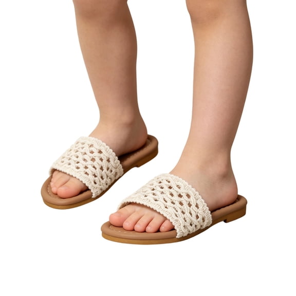 oqasdz Girls On Sandals for Kids Lightweight Hollow Design Beach Shoes for Girls Comfort Sole Footwear Casual Summer