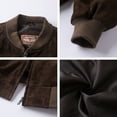 thumbnail image 5 of Men's Baseball Leather Jacket Vintage bomber Suede Jackets (L, Dark Borwn), 5 of 6