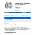thumbnail image 2 of Front Brake Rotor Set - Compatible with 2000 - 2005 Toyota Celica 2001 2002 2003 2004, 2 of 2