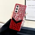 thumbnail image 5 of Compatible for Samsung Galaxy Z Fold 4 Case with Beaded Wrist Strap, Fluffy Leopard Print Pattern with Bling Design Case for Women Girls Hard PC Drop Protection Cover for Galaxy Z Fold 4, Red, 5 of 9