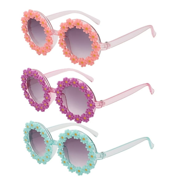 GJX 3Pcs Baby Sunglasses,Designed Specifically for Children Toddler Sunglasses Age 2-4,Flower Shape Design Infant Sunglasses,Style1