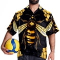 thumbnail image 4 of Starry Bees in the Sky Men's Short Sleeve Hawaiian Shirt Button Down Poplin Beach Casual Printed Unisex Summer Tops, 4 of 6