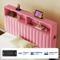 thumbnail image 5 of Greenstell Twin Bed Frame with LED Light & Platform Bed with Upholstered Storage Headboard USB Ports & Charging Station, Pink, 5 of 8