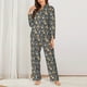 thumbnail image 2 of Fotbe Bulldog Print Conjunto de Pijama de Manga Larga para Mujer con Estampado, Ropa de Dormir de 2 Piezas, Conjunto de Casa Suave y Cómodo con Bolsillos-Medium, 2 of 7