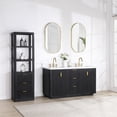 thumbnail image 3 of Cadiz 60" Double Fir Wood Black Vanity with Lightning White Composite & Mirror, 3 of 17
