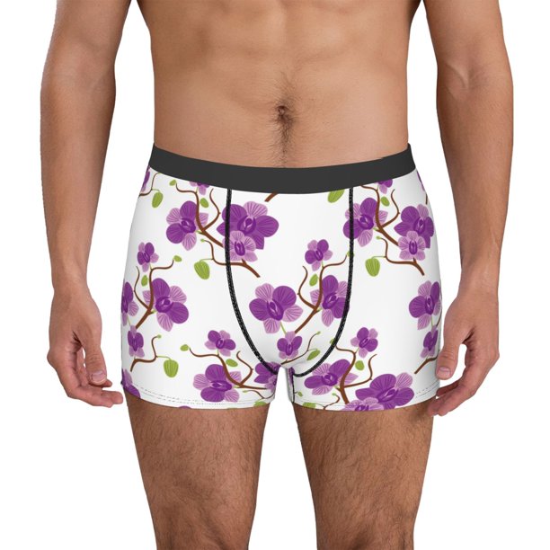 Balery Orchids Flowers Calzoncillos bóxer para hombre, ropa interior de algodón suave y transpirable con cinturilla de nailon-X-Large