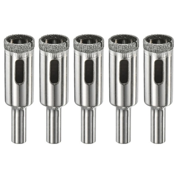 5-Pack Diamond Hole Saw Drill Bit, 0.55 Inch / 14mm Glass Drill Bit for Ceramic/Marble [Silver Tone]
