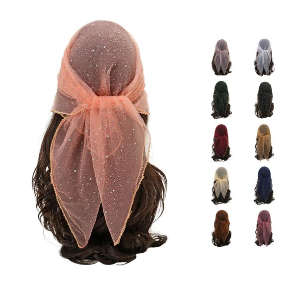 TIANZEN Women's Glitter Head Scarf Rhinestone Head Scarf 31.5 Inch Glitter Heads Scarfs Fashionable And Versatile Head Bands