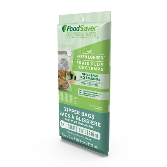FoodSaver Vacuum Seal Zipper Bags, 1 Quart, 18 Count