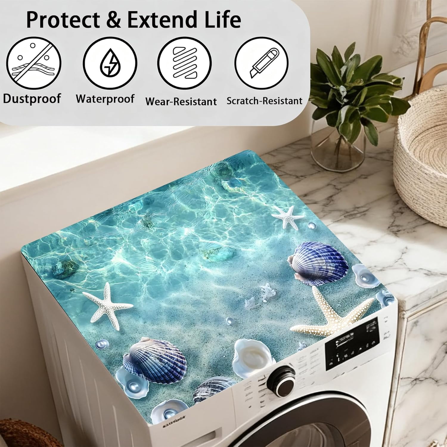 Washer Dryer Top Cover Mat, Non-Slip Laundry Room Decor, Laundry Room Kitchen Appliance Decor Protector, 23.6x19.7in
